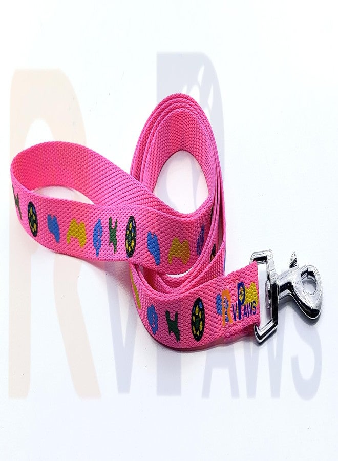 Pups&Pets طقم طوق ومقود من النايلون من Pups&Pets، مزين بطبعة جرو، طوق نايلون قابل للتعديل مع مقود للجراء الصغيرة والمتوسطة، طقم طوق سريع الفتح وجيد التهوية للكلاب الصغيرة (وردي) - Image 5